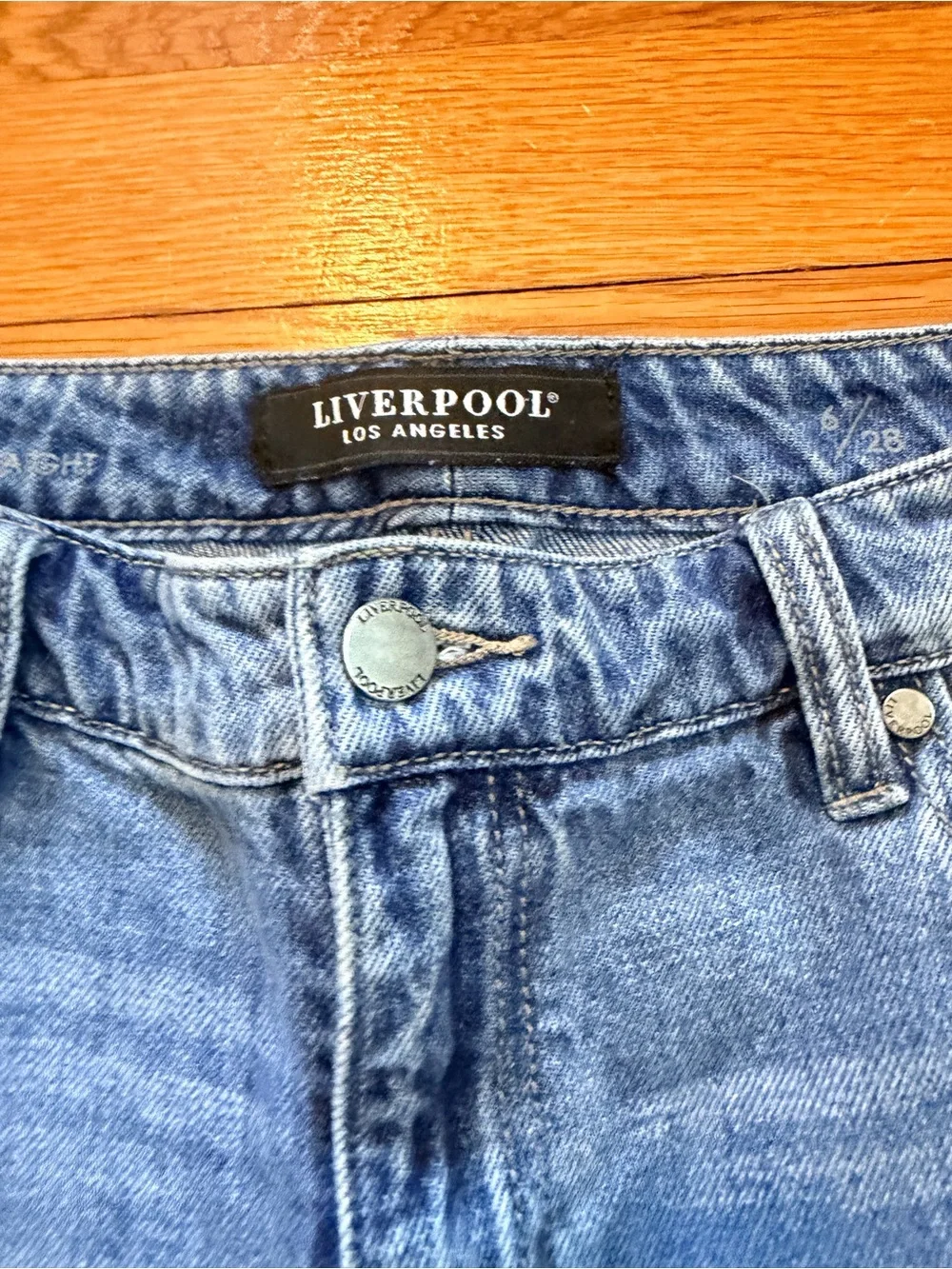 Liverpool Light Blue Distressed Cropped Jeans